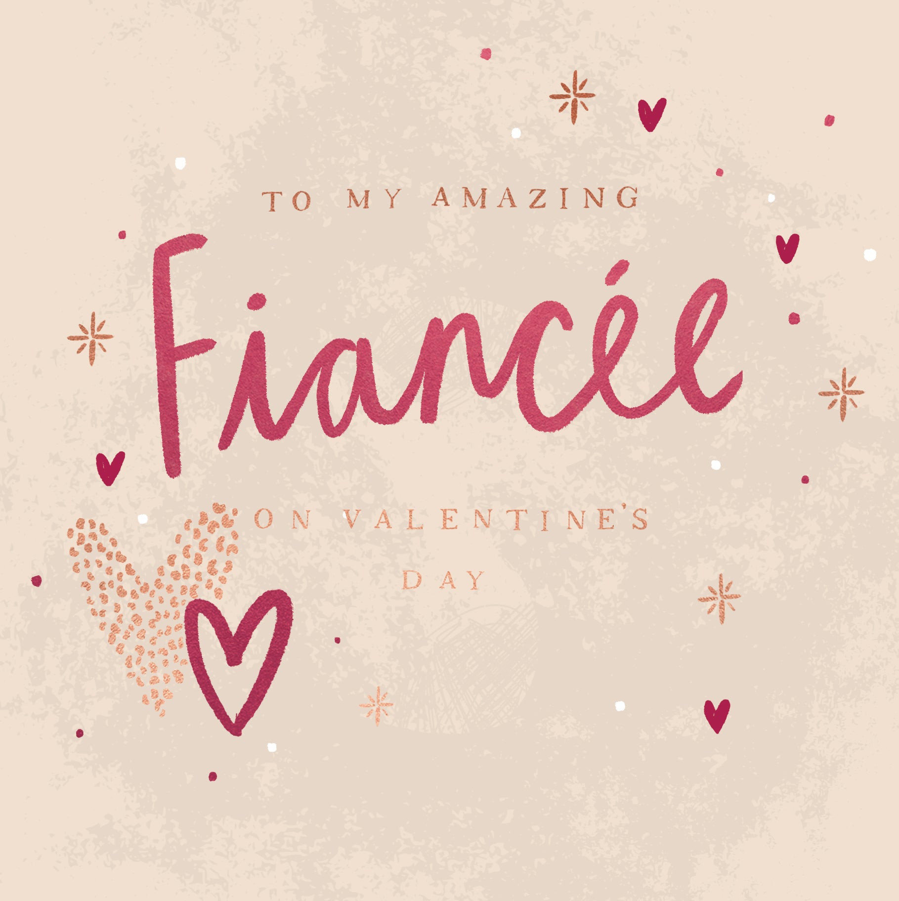 Stunning Foiled Valentine's Day Card For Amazing Fiancée With Bespoke Dotty Envelope - Anise Greeting Card by Hotchpotch London Size 6 x 6 inches