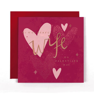 Stunning Foiled Valentine's Day Card For Wonderful Wife With Bespoke Dotty Envelope - Anise Greeting Card by Hotchpotch London Size 6 x 6 inches
