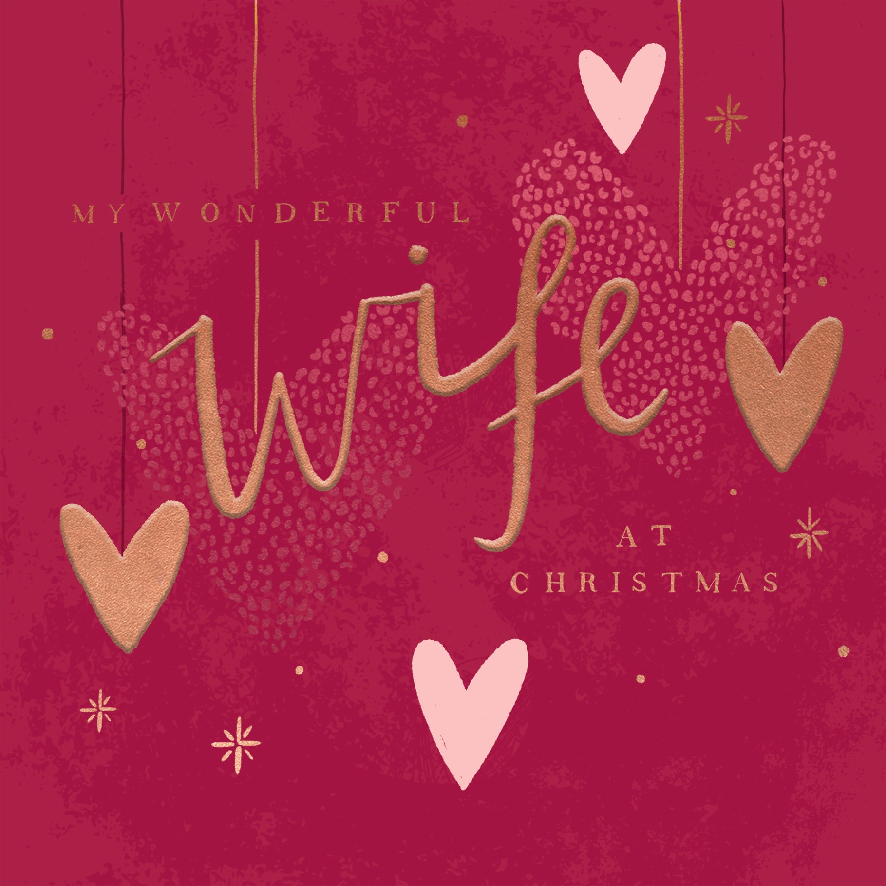 Hotchpotch Luxury Christmas Card To A Wonderful Wife, Christmas Hearts, Modern Contemporary Greeting Card From Hotchpotch, 6 X 6 Inches