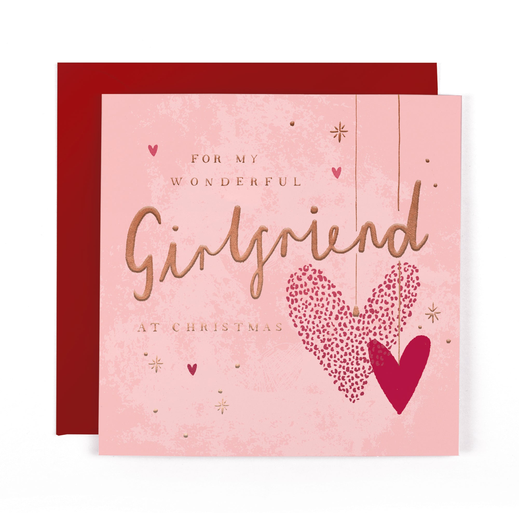 Hotchpotch Luxury Christmas Card To Your Girlfriend, Christmas Hearts, Modern Contemporary Greeting Card From Hotchpotch, 6 X 6 Inches