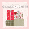 Hotchpotch Luxury Christmas Card To A Special Granddaughter, Stack Of Beautifully Wrapped Christmas Gifts With Silver Foil Detail, 6 x 6 Inches