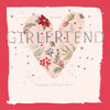 Hotchpotch Luxury Christmas Card To A Lovely Girlfriend, Large Botanical Heart, 6 x 6 Inches