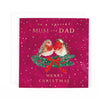 Hotchpotch Luxury Christmas Card, Merry Christmas To A Special Mum And Dad, Two Festive Robins, 6 x 6 Inches