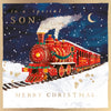 Hotchpotch Luxury Christmas Card, Merry Christmas To A Special Son, Christmas Express Train In The Snow, 6 x 6 Inches