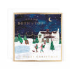 Hotchpotch Luxury Christmas Card, Wishing Both Of You, Couple, Friends, Christmas Pub In The Snow With Trees Scene, Modern Contemporary Greeting Card, 6 x 6 Inches