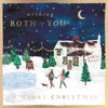Hotchpotch Luxury Christmas Card, Wishing Both Of You, Couple, Friends, Christmas Pub In The Snow With Trees Scene, Modern Contemporary Greeting Card, 6 x 6 Inches