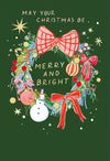 Luxury Christmas Card May Your Christmas Be Merry And Bright With Festive Wreath, Modern Contemporary Greeting Card From Hotchpotch, 4 X 6 Inches