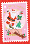 Hotchpotch Luxury Christmas Card, Happy Christmas Santa Snow Globe Stamp Design, To Friends, Family, Neighbours, 4 x 6 Inches