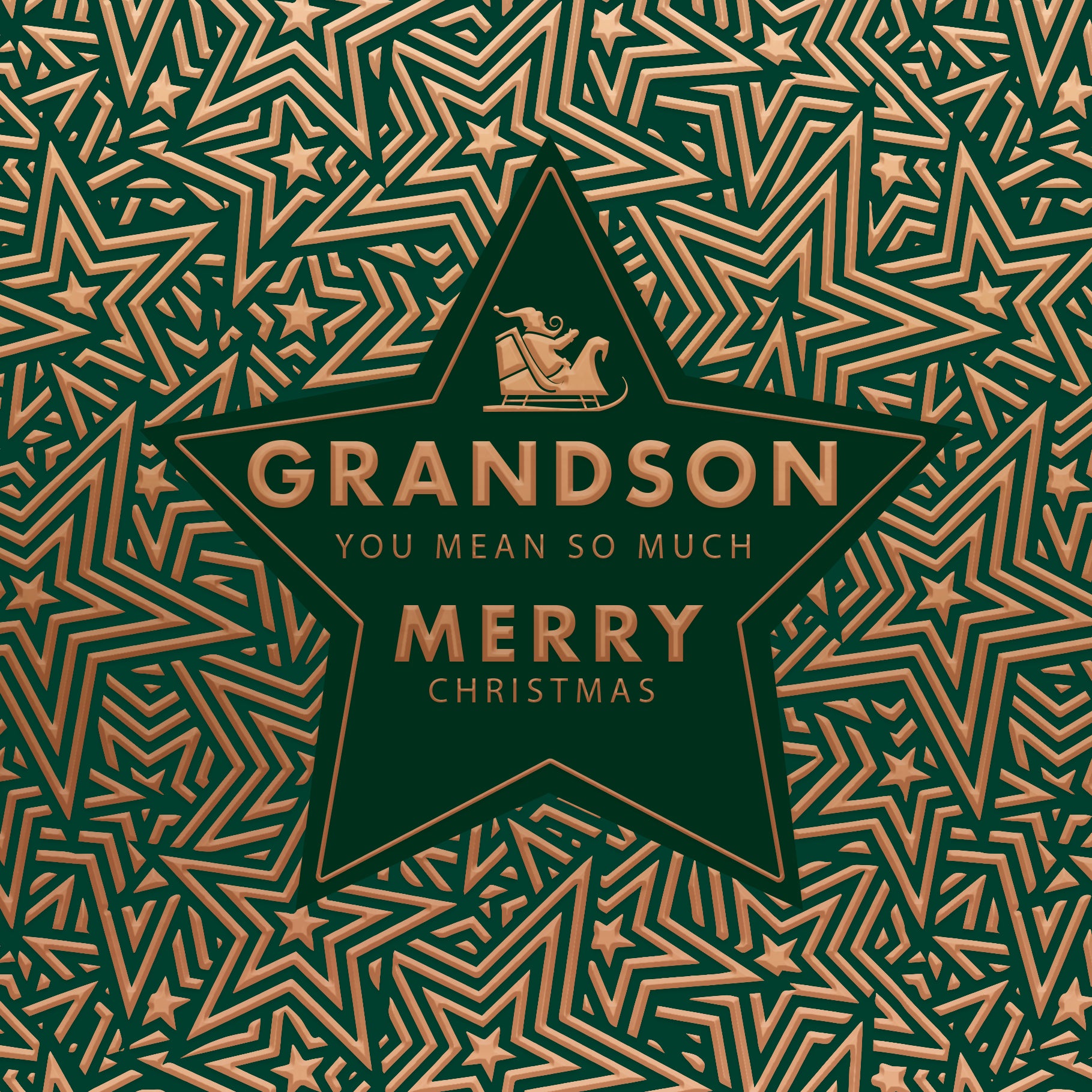 Hotchpotch Luxury Christmas Card To Your Grandson, Santa In Star, Modern Contemporary Greeting Card From Hotchpotch, 6 X 6 Inches