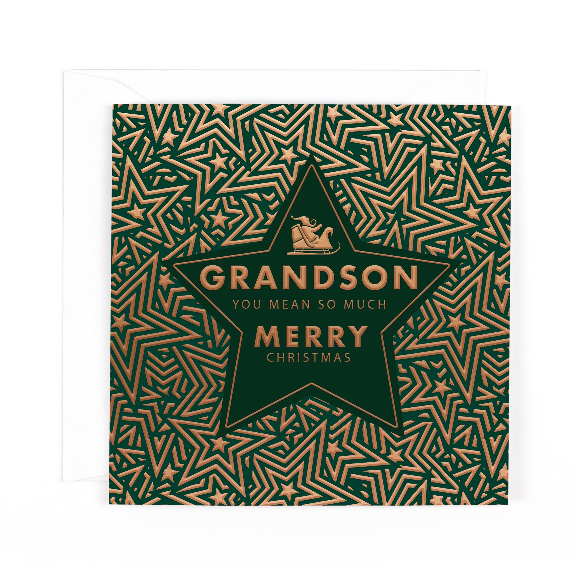 Hotchpotch Luxury Christmas Card To Your Grandson, Santa In Star, Modern Contemporary Greeting Card From Hotchpotch, 6 X 6 Inches