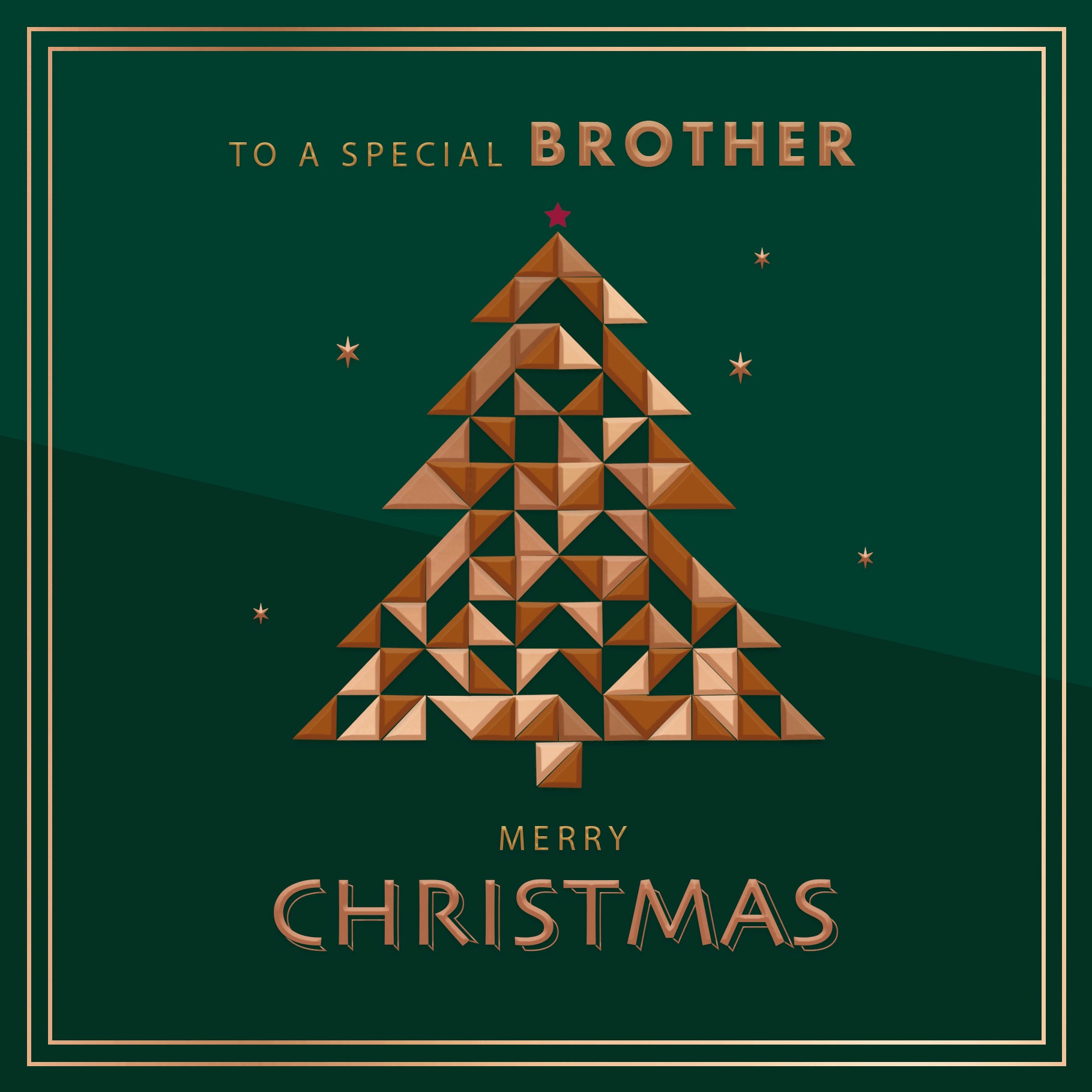 Hotchpotch Luxury Christmas Card To A Special Brother, Geometric Christmas Tree, Modern Contemporary Greeting Card From Hotchpotch, 6 X 6 Inches