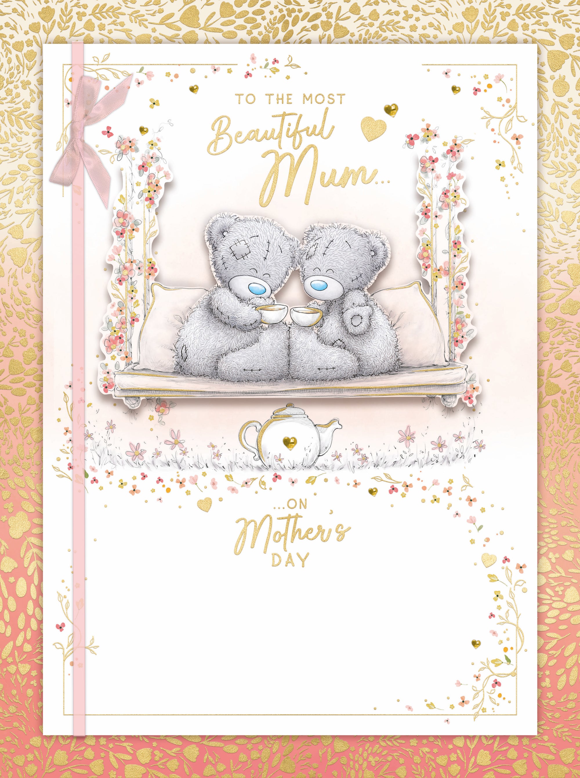 Luxury Handmade Me to You Mother's Day Card With Keepsake Box, Tatty Teddy Bears Sharing Tea  - Official Collection 9 x 12 inches