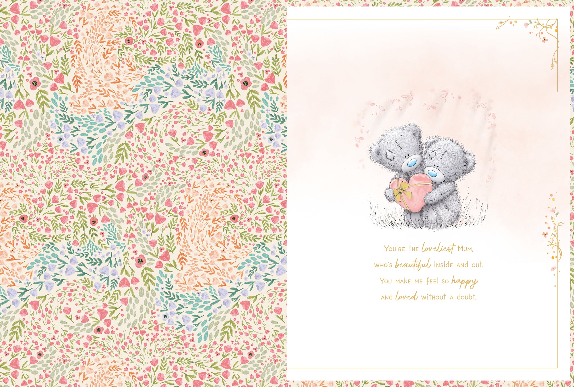 Luxury Handmade Me to You Mother's Day Card With Keepsake Box, Tatty Teddy Bears Sharing Tea  - Official Collection 9 x 12 inches