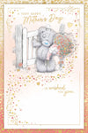 Me to You Tatty Teddy Bear At Gate With Flowers Luxury Gold Foil Mother's Day Card, 6 X 9 Inches - Official Collection