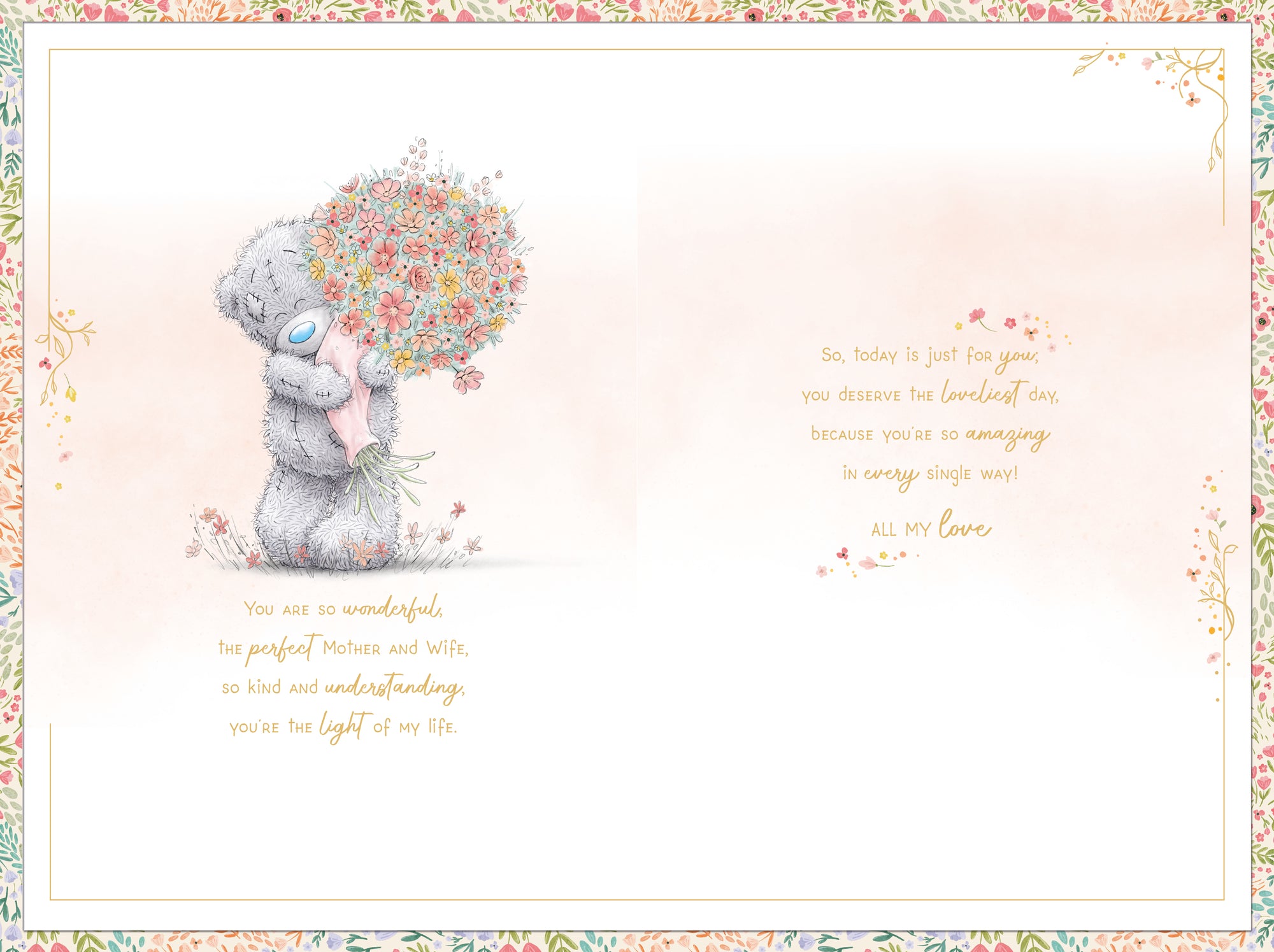 Me to You Tatty Teddy Luxury Handmade Mother's Day Card 'To my Amazing Wife' 6 x 9