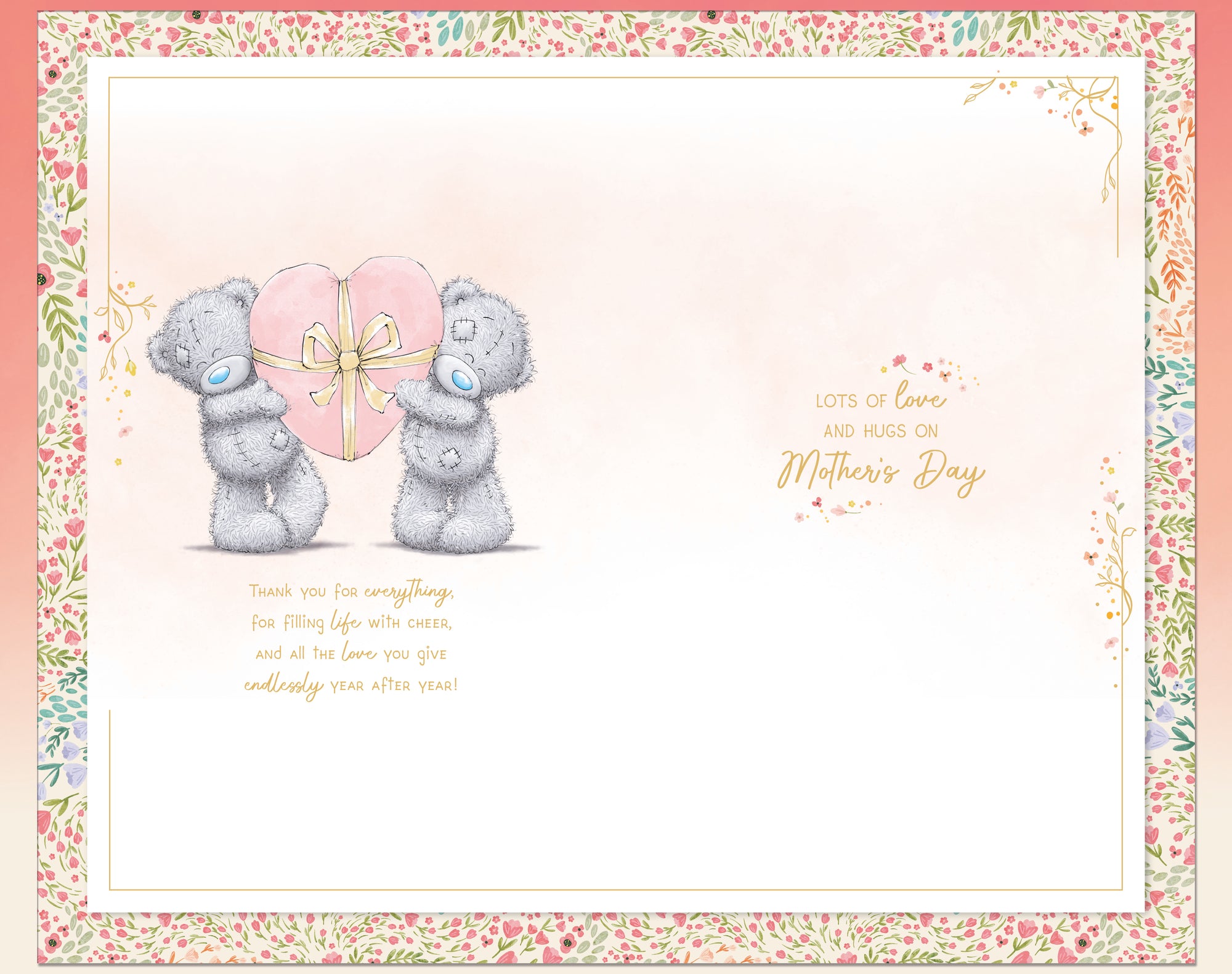 Me to You Tatty Teddy 'For The Best Mum' Luxury Gold Foil Hand Finished Mother's Day Card With Bow, 7 X 11 Inches - Official Collection