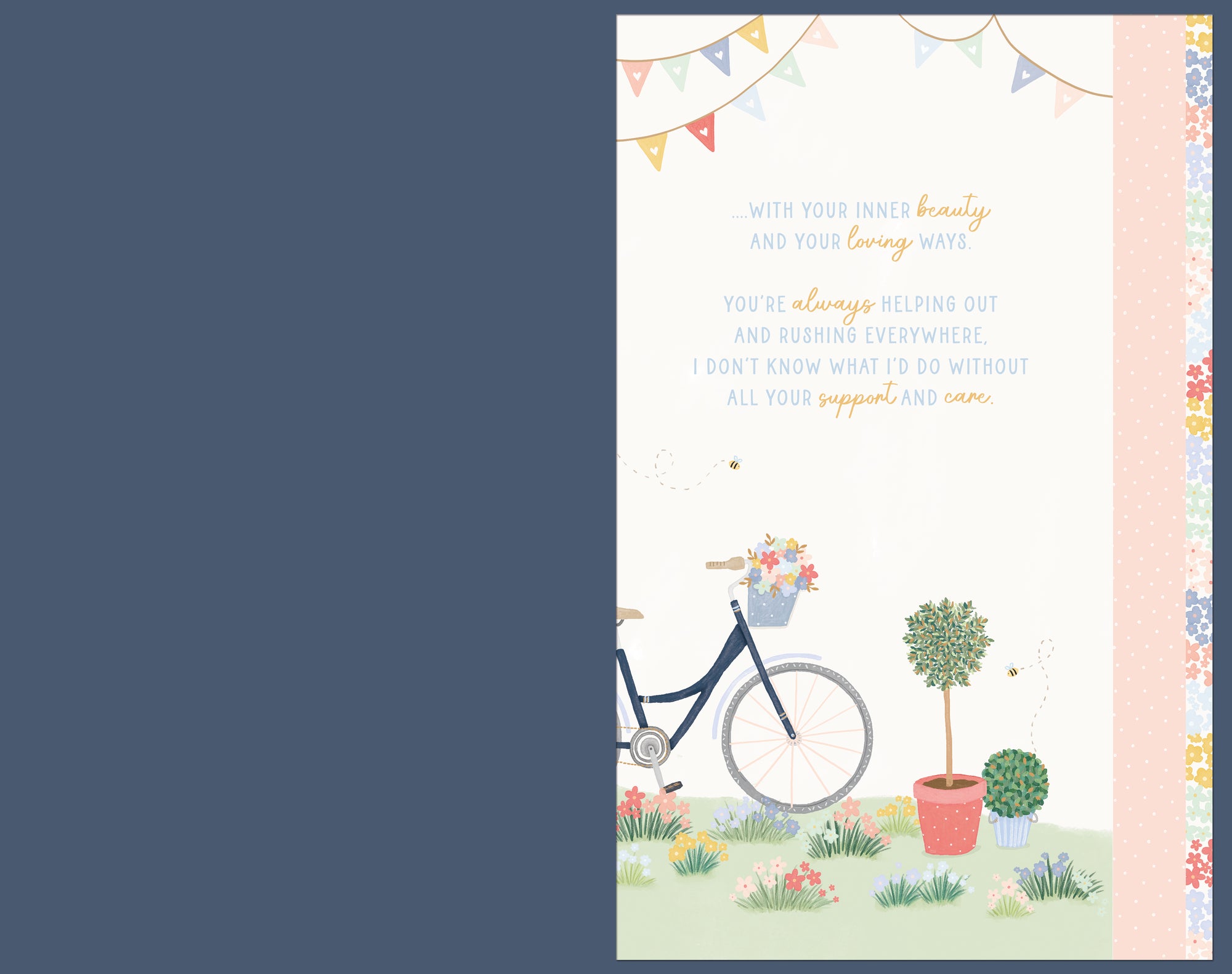 Luxury Hand Finished Mother's Day Card For A Special Mum, Bicycle And Flowers With Raffia Bow And Foil Detail, By Wishing Well Studios, Size 7 x 11 Inches
