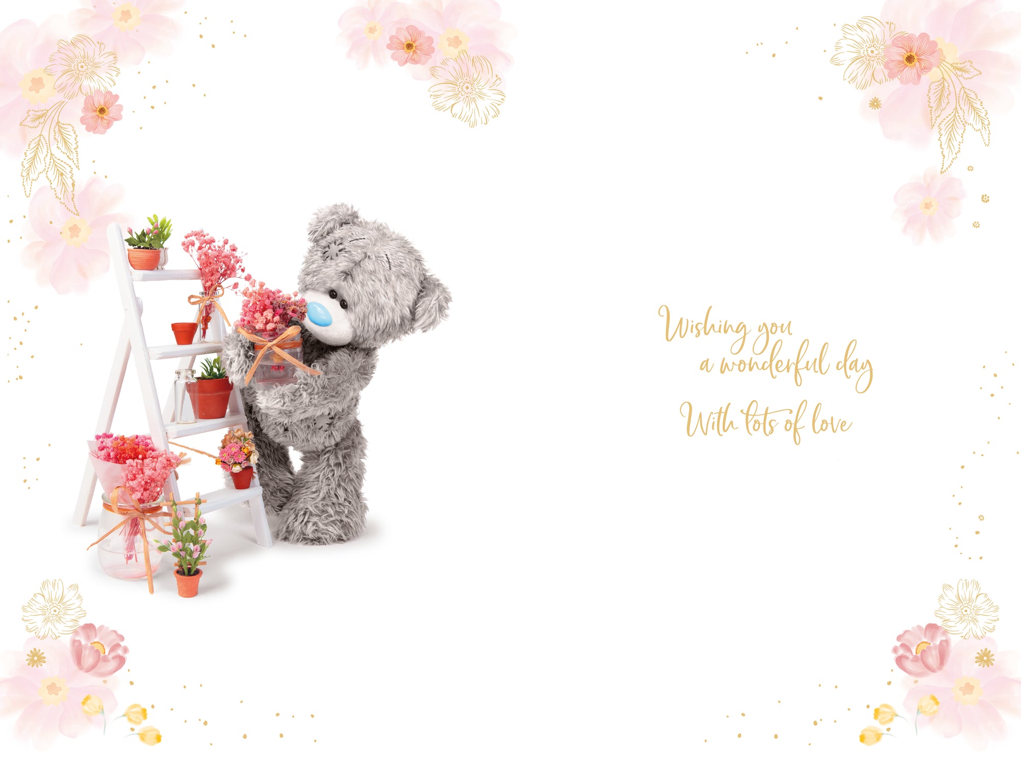 Me to You Tatty Teddy Mother's Day 3D Keepsake Card, Tatty Teddy With Plant Ladder, 6 x 9