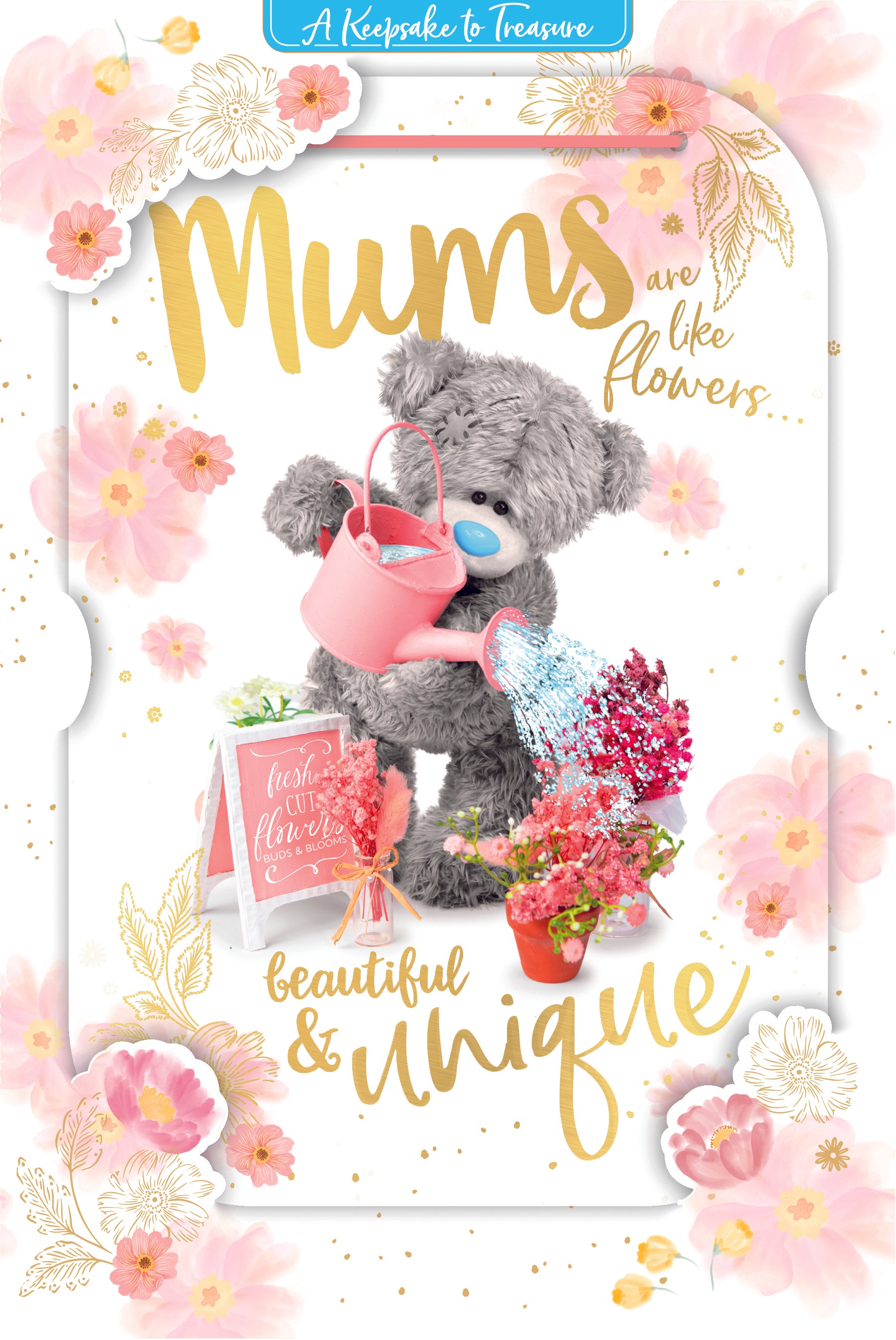 Me to You Tatty Teddy Mother's Day 3D Keepsake Card 'Mums Are Like Flowers' 6 x 9