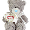 Me to You Tatty Teddy 'Amazing Mum' 10cm Plush Bear With Embroidered Flower - Official Mother's Day Gift Collection