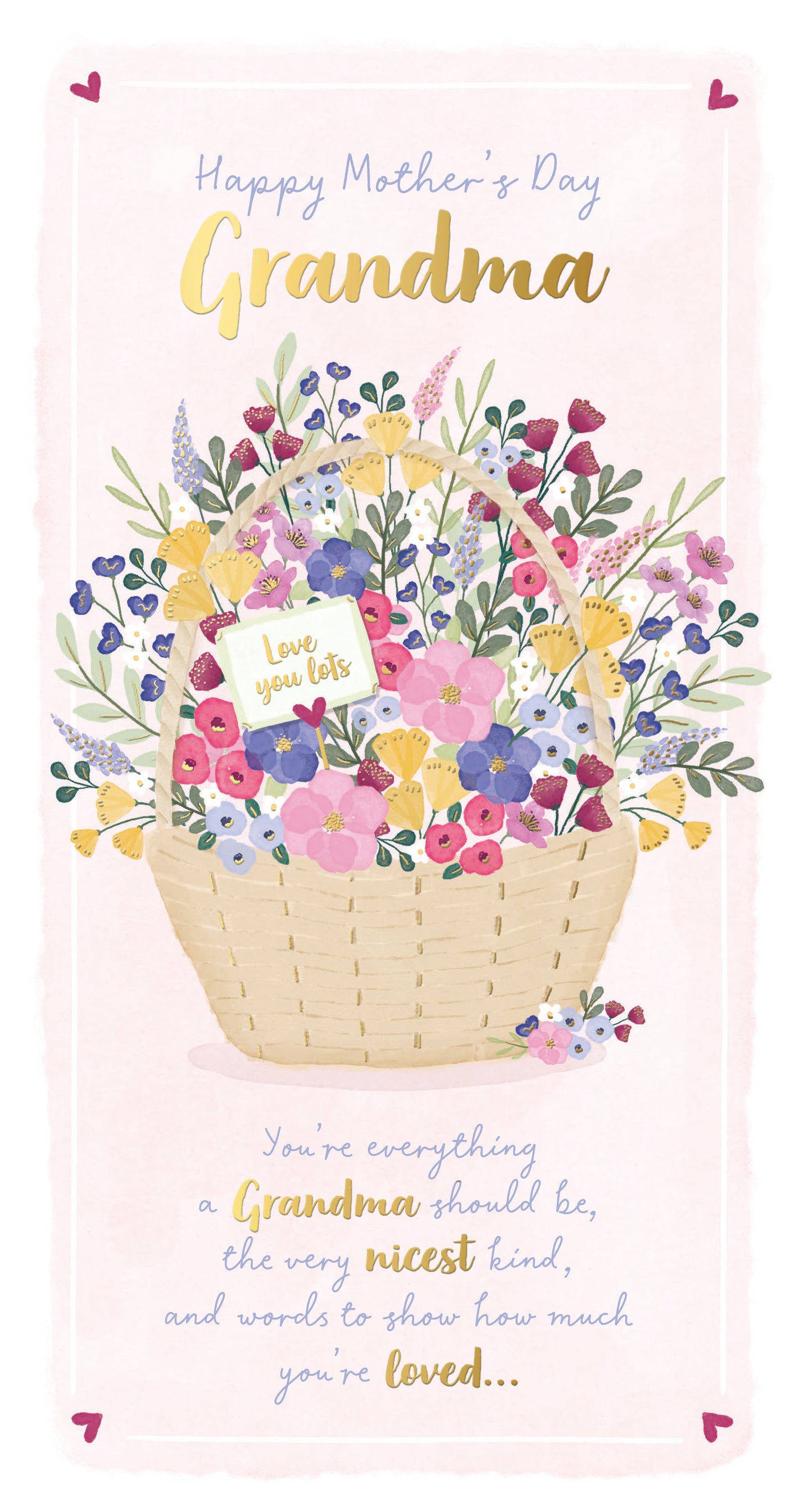 Mother's Day Card For Grandma With Gold Foil Detail by Wishing Well Studios, Size 5 x 9 Inches