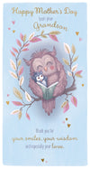 Mother's Day Card From Your Grandson, Owl Design by Wishing Well Studios, Size 5 x 9 Inches