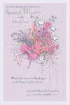 Stunning Mother's Day Card With Floral Artwork And Paper Insert by Wishing Well Studios, Size 6 x 9 Inches