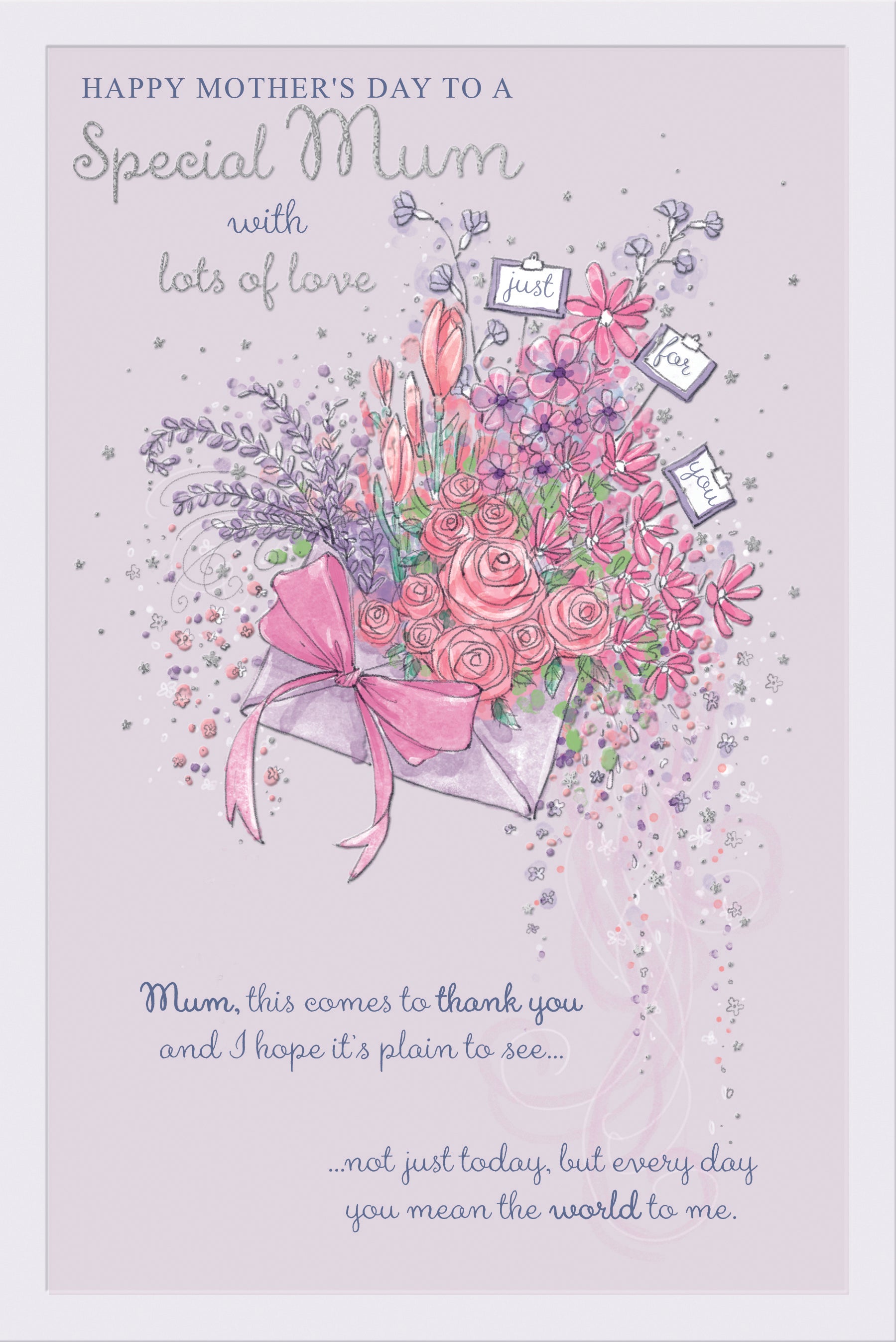 Stunning Mother's Day Card With Floral Artwork And Paper Insert by Wishing Well Studios, Size 6 x 9 Inches