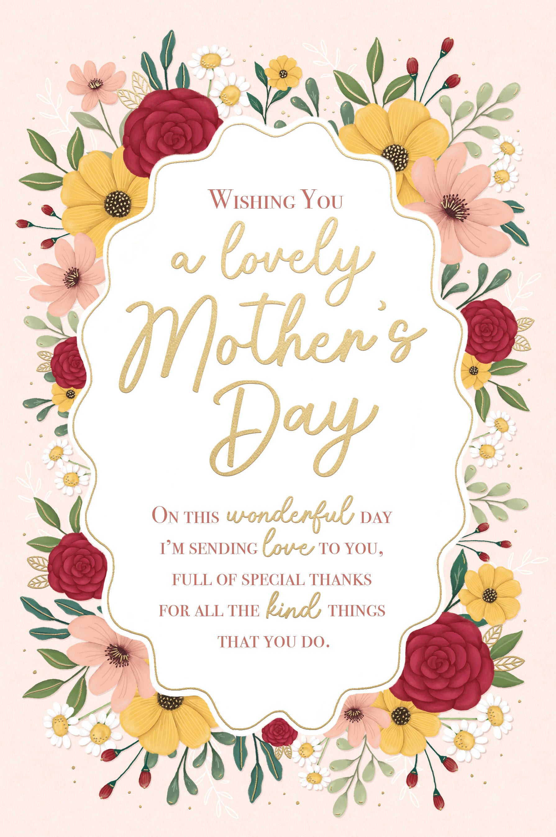 Beautiful Mother's Day Card With Verse And Floral Artwork by Wishing Well Studios, Size 6 x 9 Inches