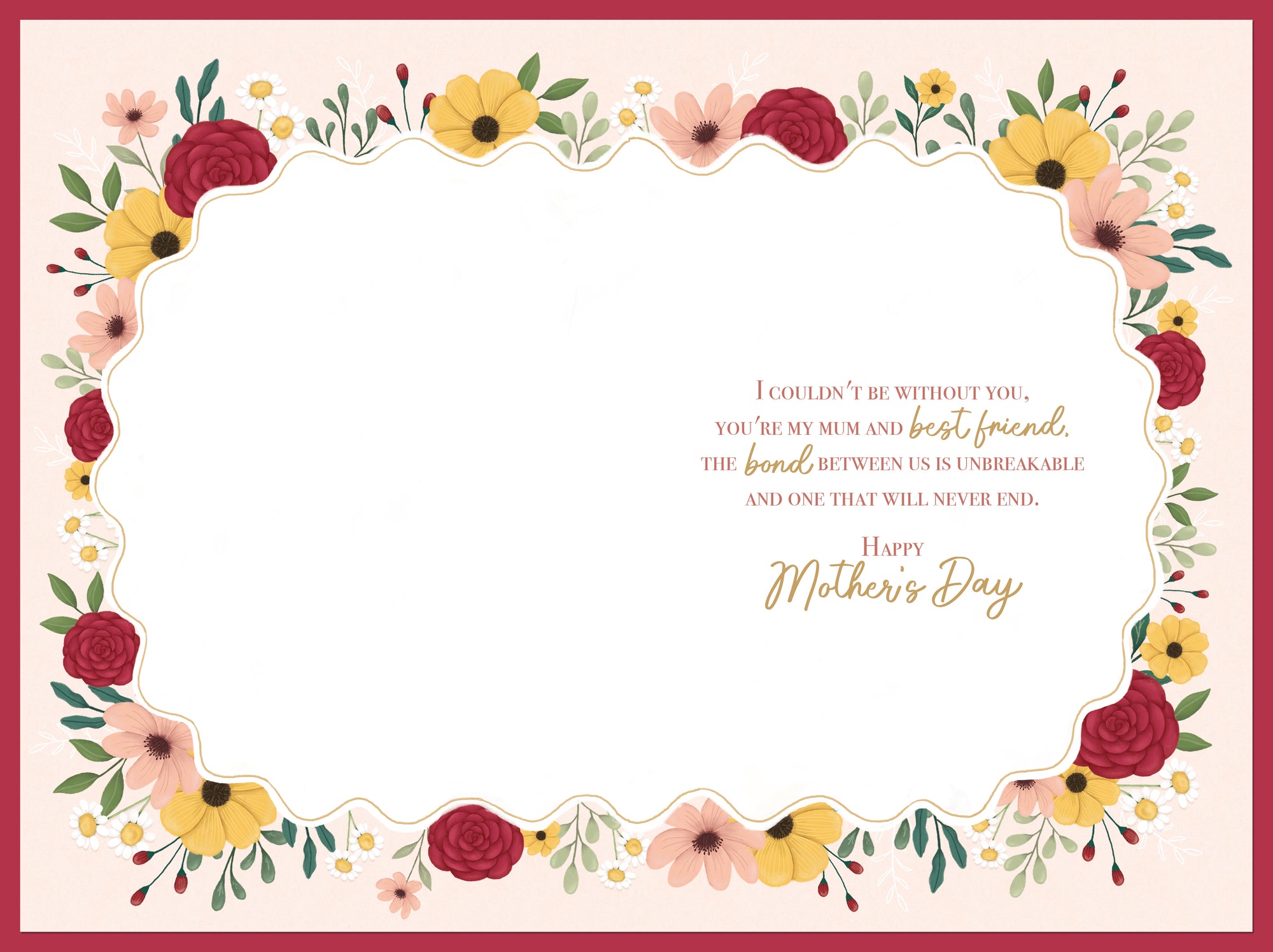 Beautiful Mother's Day Card With Verse And Floral Artwork by Wishing Well Studios, Size 6 x 9 Inches