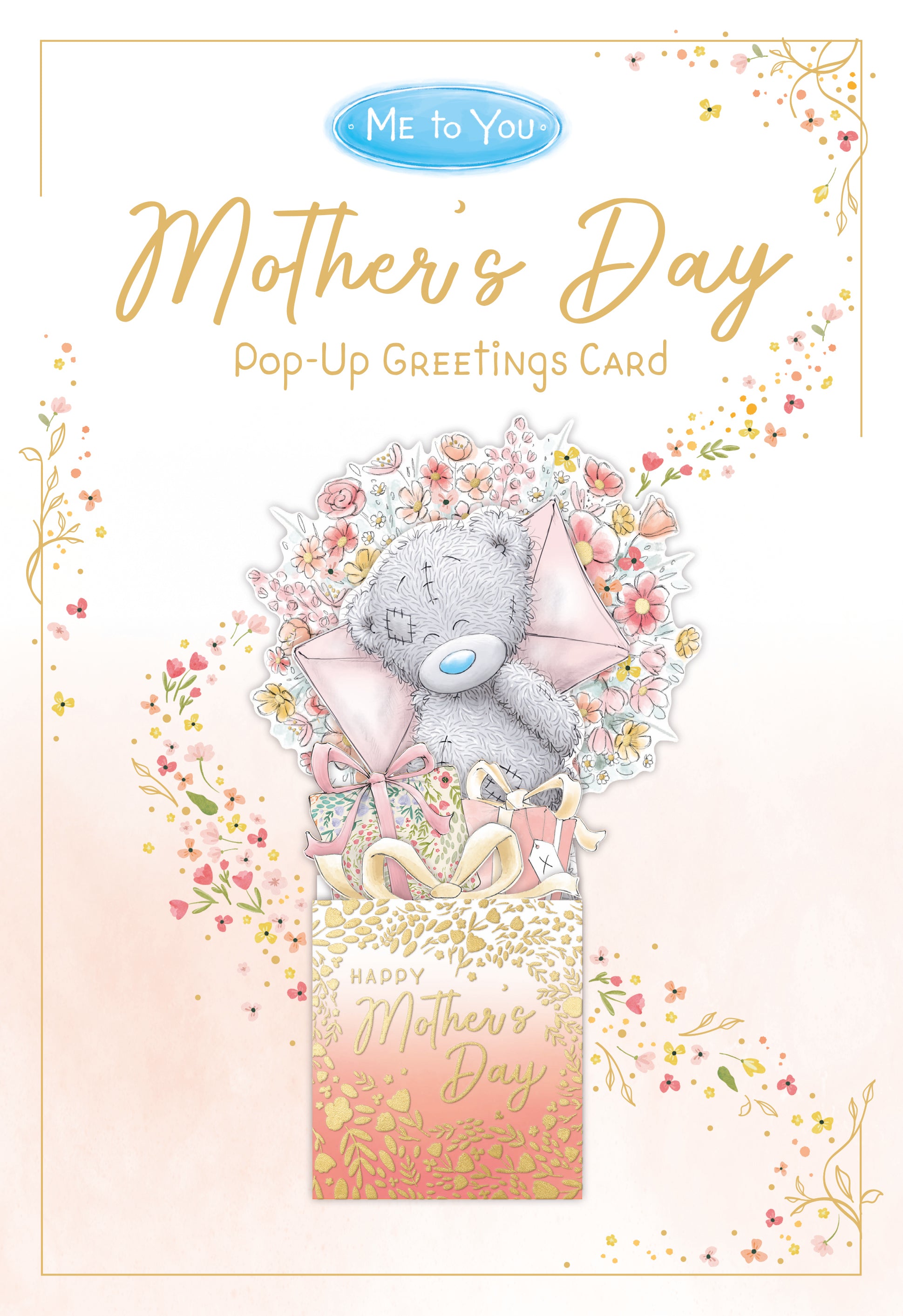 Me to You Tatty Teddy Luxury Gold Foil Pop-Up Mother's Day Card, 6 X 9 Inches - Official Collection