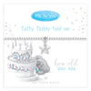 Silver bracelet with star charm on a card featuring a birthday cake illustration and 'Me to You' branding.