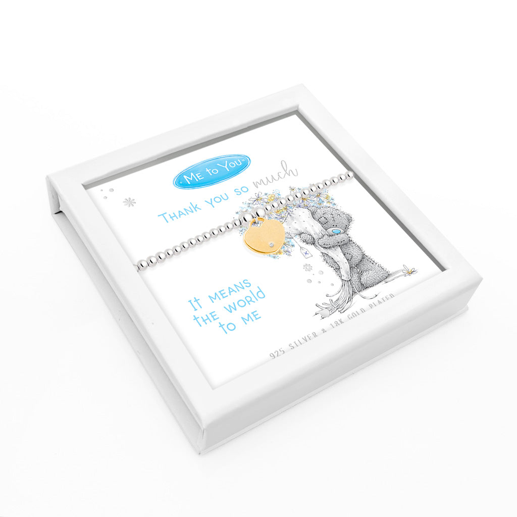 Me to You - 'Thank You So Much' Life Charms Silver Plated Beaded Bracelet