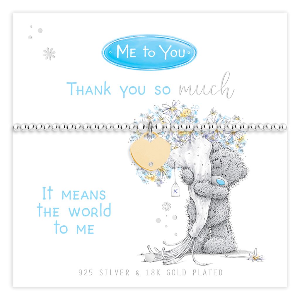 Me to You - 'Thank You So Much' Life Charms Silver Plated Beaded Bracelet