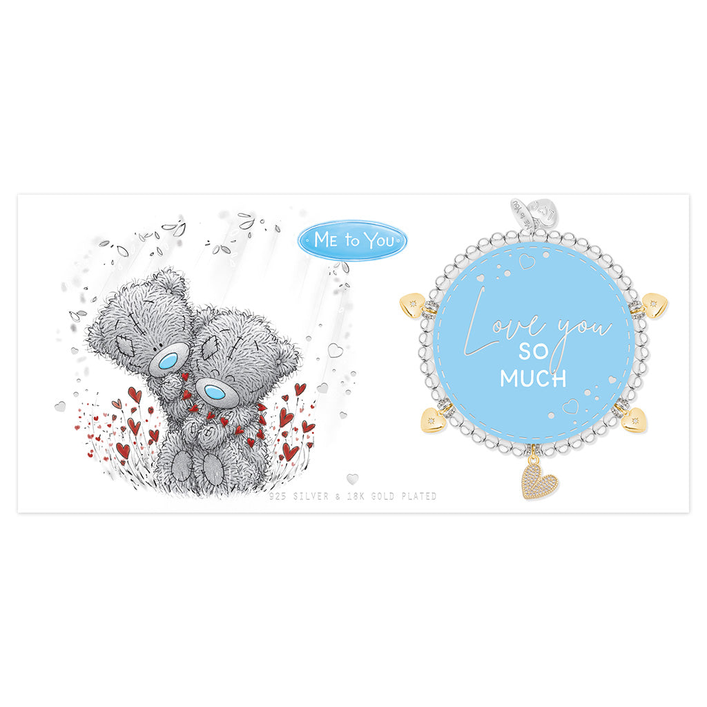 Me to You bear illustration with a blue plaque on a white background