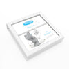 Jewellery box with a bear illustration and text in a white box on a white background