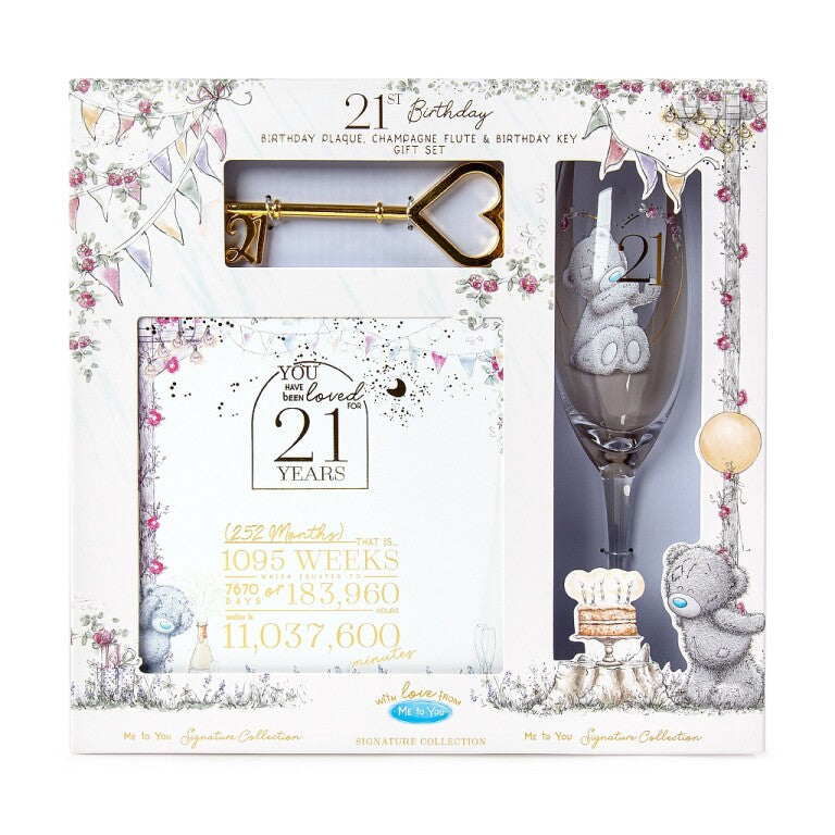 Tatty Teddy 21st Plaque, Glass and Key Gift Set