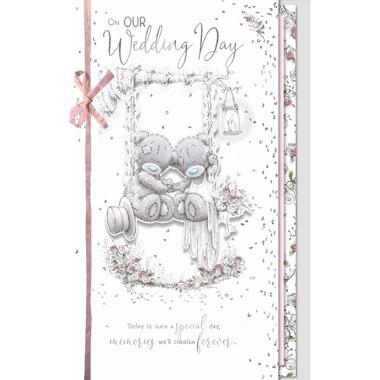 Me to You Handmade On Our Wedding Day Card Tatty Teddy Bears On A Swing