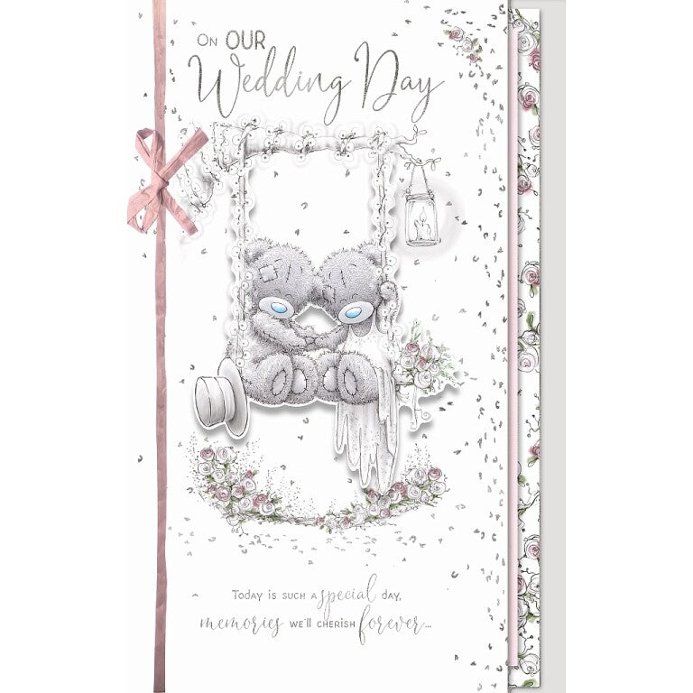 Me to You Handmade On Our Wedding Day Card Tatty Teddy Bears On A Swing