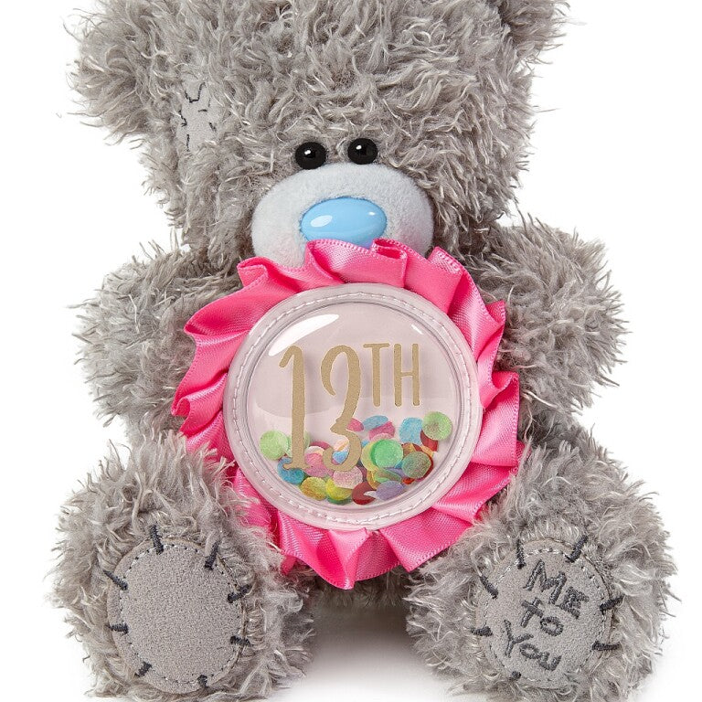 Me to You Tatty Teddy 13th Birthday Bear Holding a Pink 13 Rosette