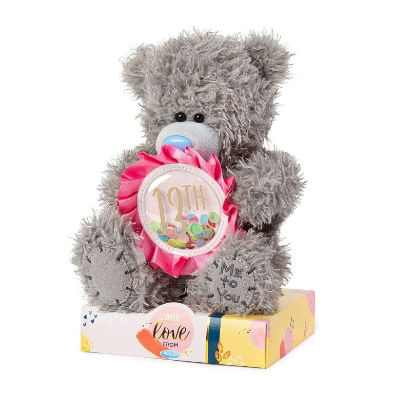 Me to You Tatty Teddy 13th Birthday Bear Holding a Pink 13 Rosette