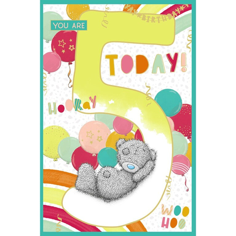 Me to You Tatty Teddy Age 5 Birthday Card, Hooray Woo Hoo!