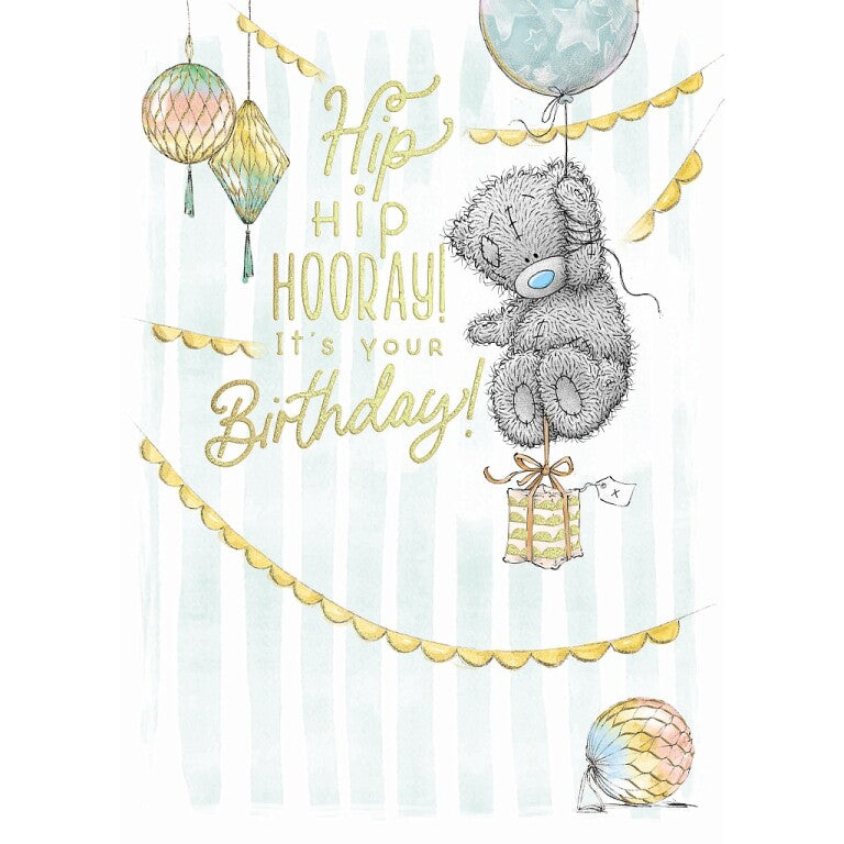 Me to You Birthday Card Tatty Teddy Floating With Balloon