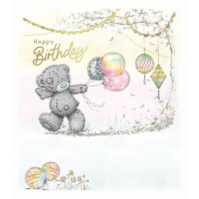 Me to You Birthday Card Tatty Teddy Holding Balloons