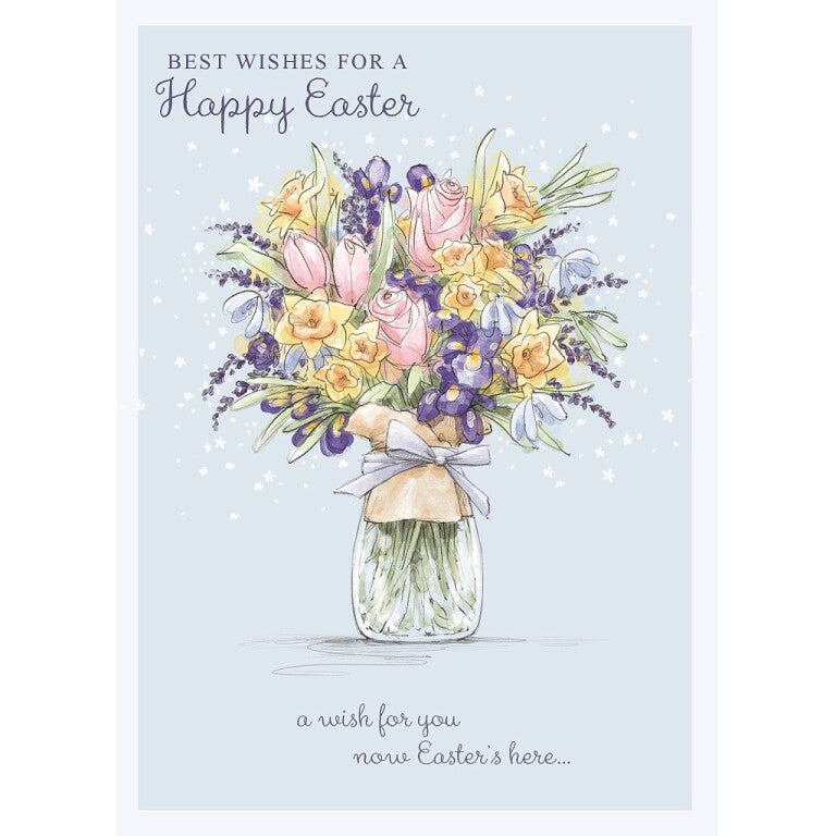 Wishing Well Studios Happy Easter Card, Bouquet In A Vase