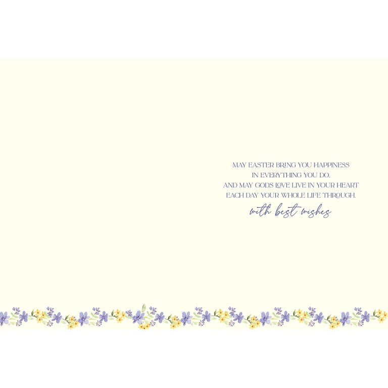 Wishing Well Studios Easter Blessings Easter Card, Floral Cross with Bible Verse