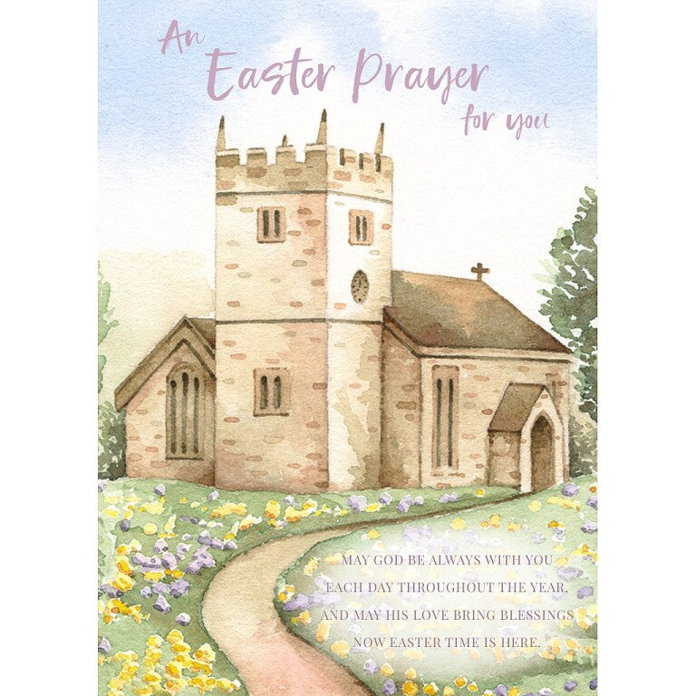 Wishing Well Studios Easter Card With Prayer, Churchyard Scene