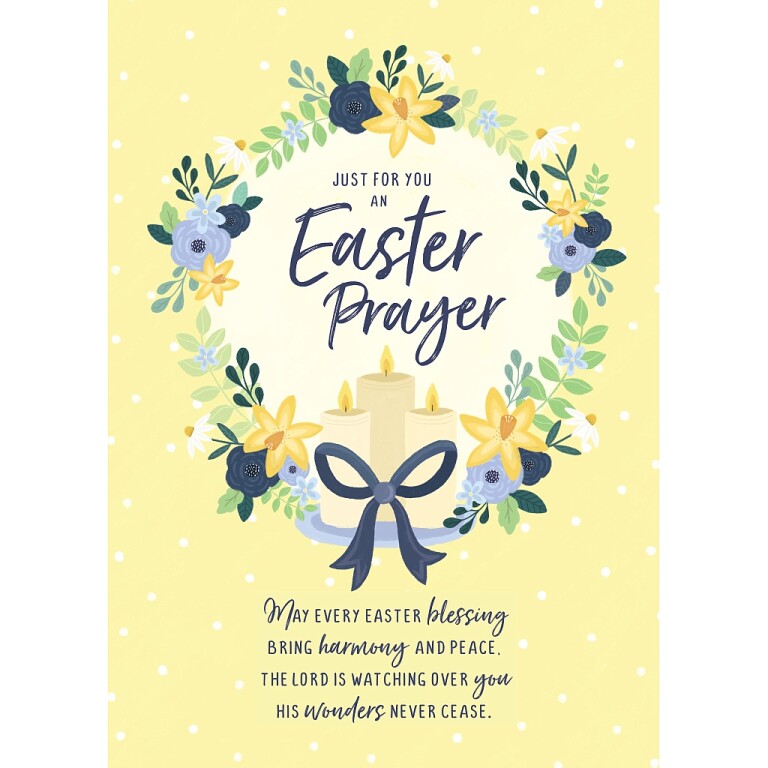 Wishing Well Studios Easter Card With Prayer, Floral Wreath And Candles