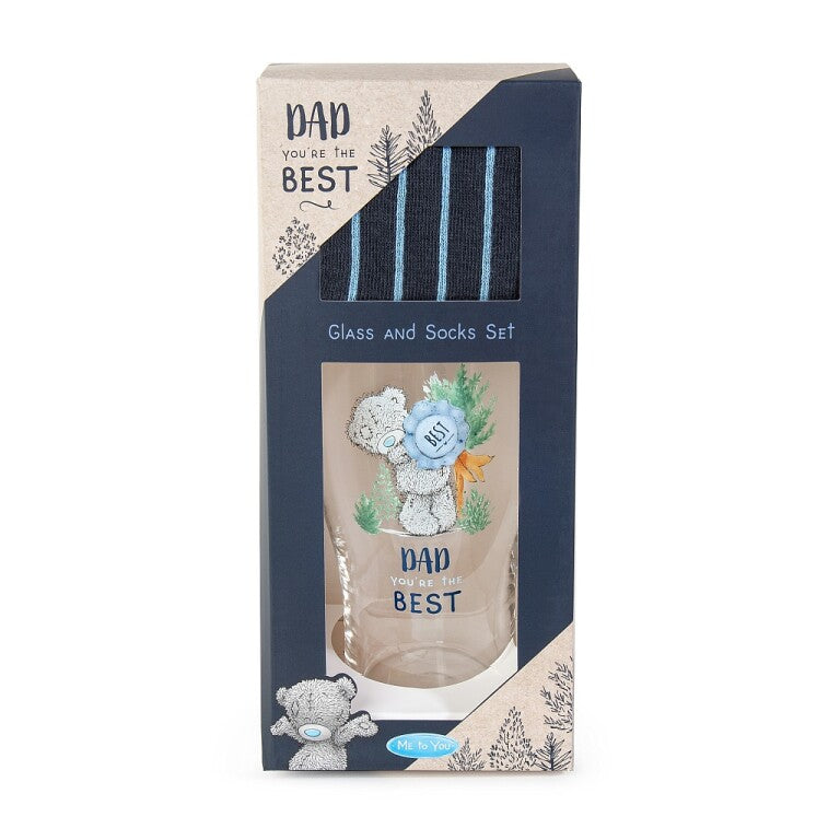 Me to You Father's Day 'Dad You're the Best' beer glass and socks gift set