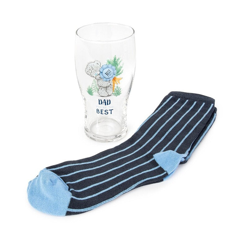 Me to You Father's Day 'Dad You're the Best' beer glass and socks gift set